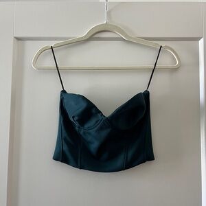 Zara Dark Green Strapless Bustier Crop Top